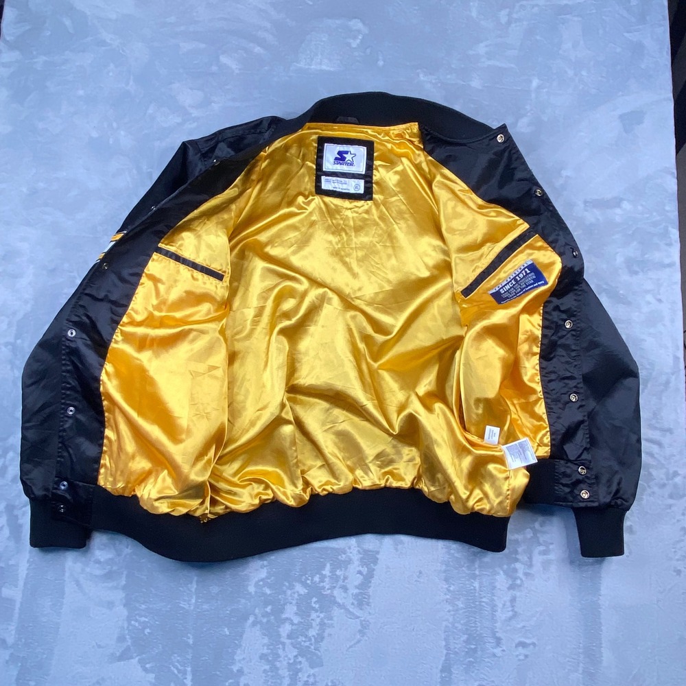 Starter Pittsburgh Pirates Nylon Bomber Jacket Men's XL Black Yellow P Logo - Picture 8 of 13